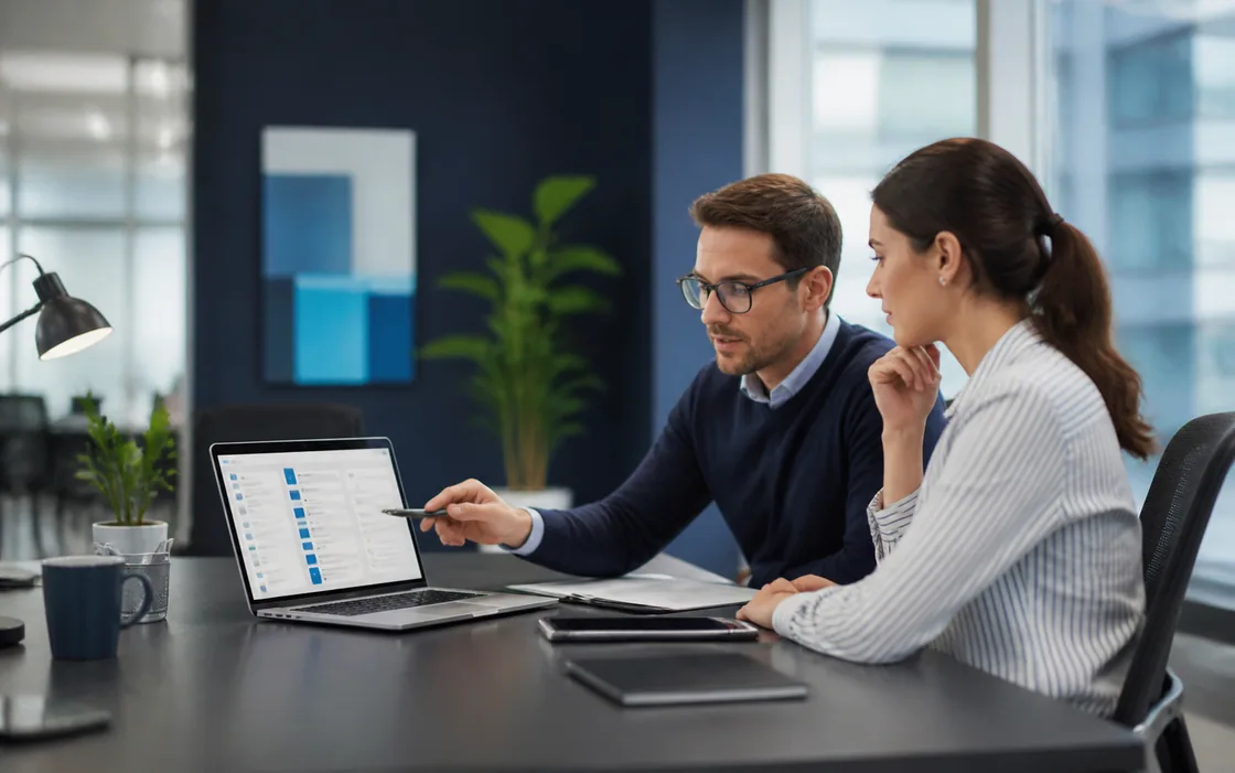 Customer support professional using an online knowledge and help centre Customer support professional using an online knowledge and help centre